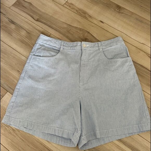 Talbots blue stripe classic cotton shorts 10 - Picture 1 of 4